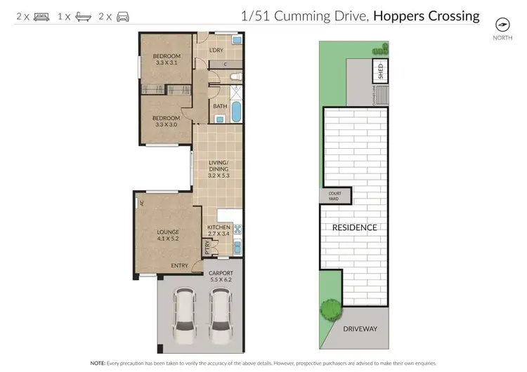 Floorplan of Homely unit listing, 1/51 Cumming Drive, Hoppers Crossing VIC 3029
