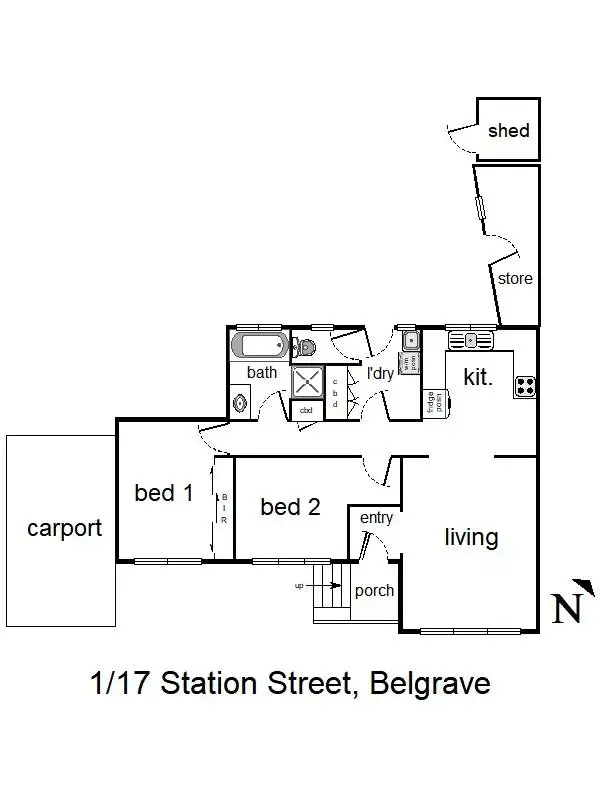 Floorplan of Homely unit listing, 1/17 Station Street, Belgrave VIC 3160