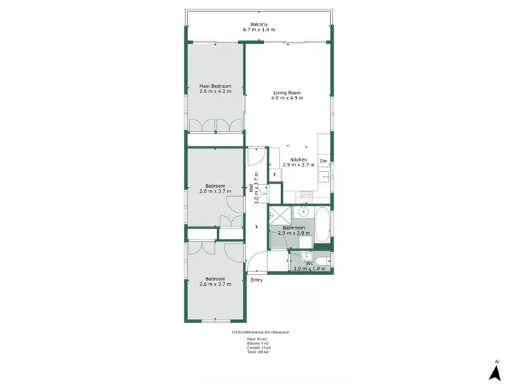 Floorplan of Homely unit listing, 1/2 Arncliffe Avenue, Port Macquarie NSW 2444