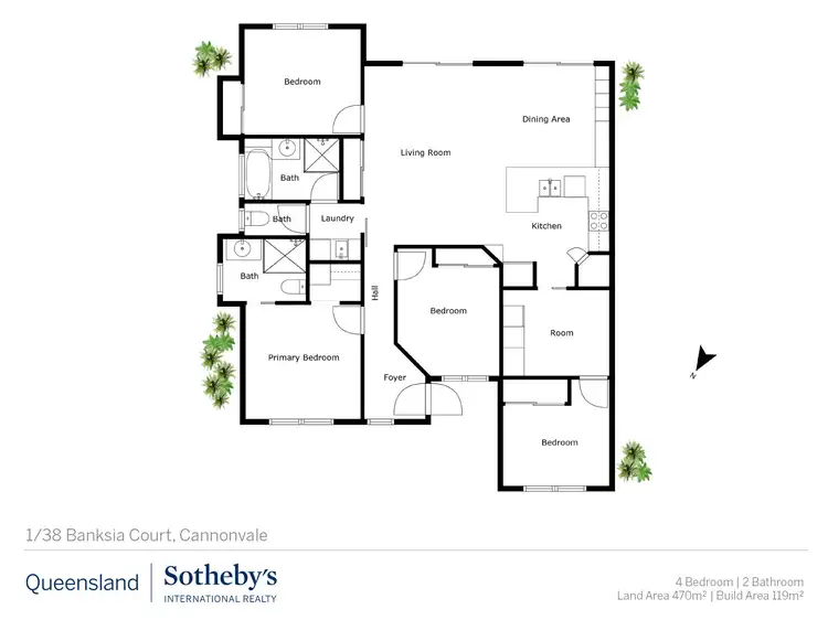 Floorplan of Homely semi-detached listing, 1/38 Banksia Court, Cannonvale QLD 4802