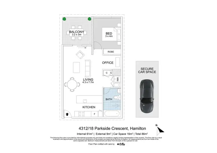 Floorplan of Homely unit listing, 4312/18 Parkside Circuit, Hamilton QLD 4007