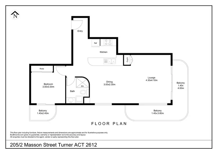 Floorplan of Homely apartment listing, 205/2 Masson Street, Turner ACT 2612