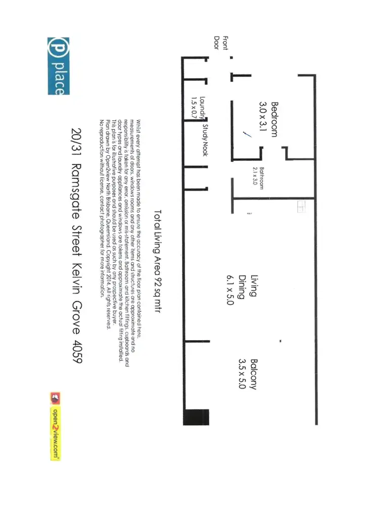 Floorplan of Homely apartment listing, Level 2/20/31 Ramsgate Street, Kelvin Grove QLD 4059
