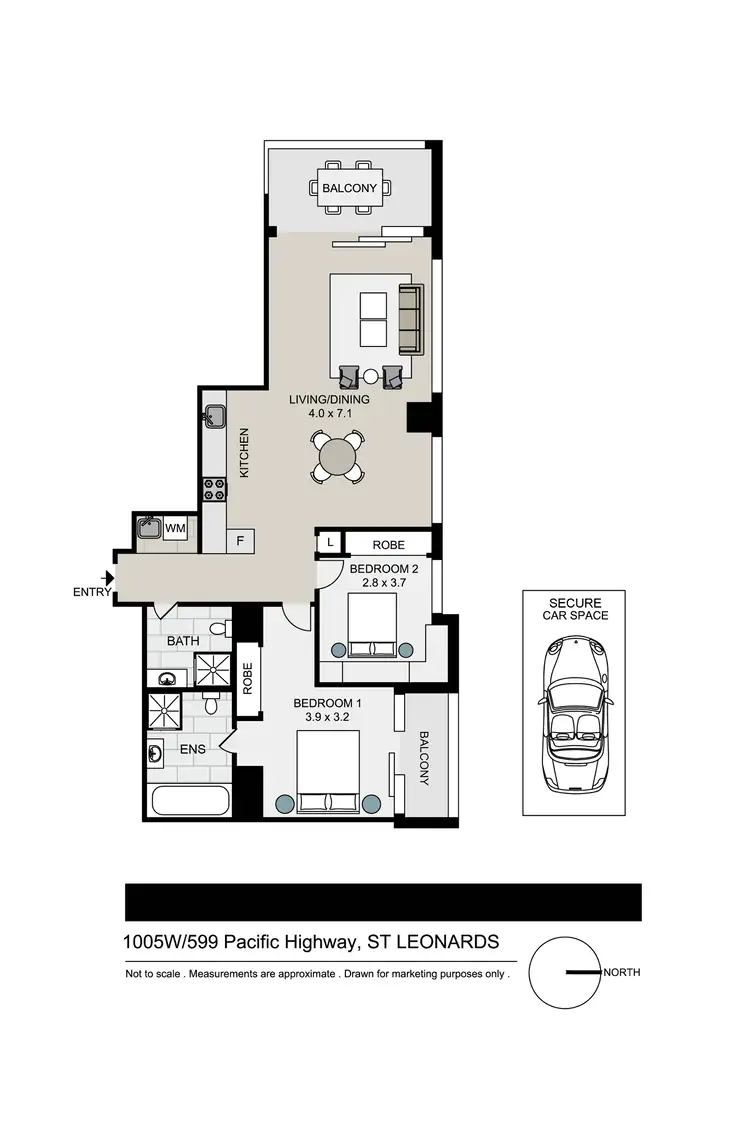 Floorplan of Homely apartment listing, 1005W/599 Pacific Highway, St Leonards NSW 2065