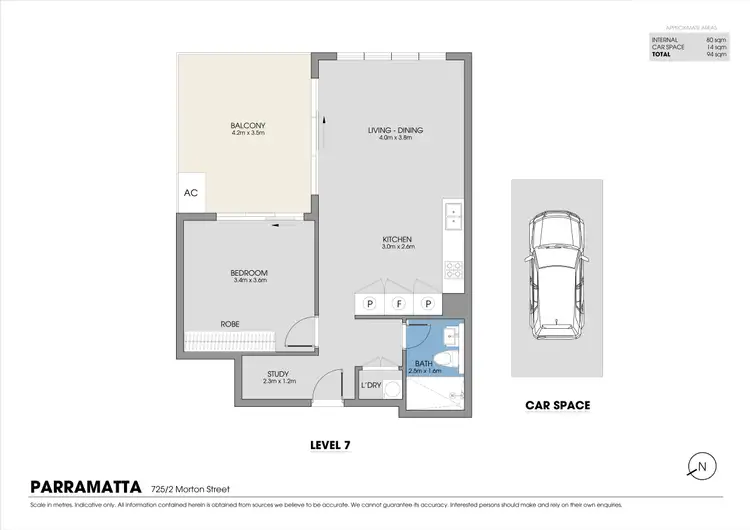 Floorplan of Homely apartment listing, 725/2 Morton Street, Parramatta NSW 2150