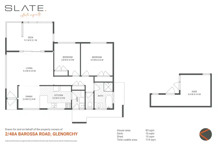Floorplan of Homely unit listing, 2/48A Barossa Road, Glenorchy TAS 7010