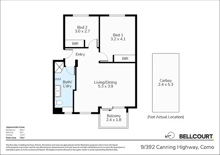 Floorplan of Homely apartment listing, 9/392 Canning Highway, Como WA 6152