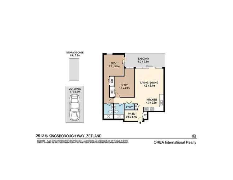 Floorplan of Homely apartment listing, 2512/6 Kingsborough Way, Zetland NSW 2017