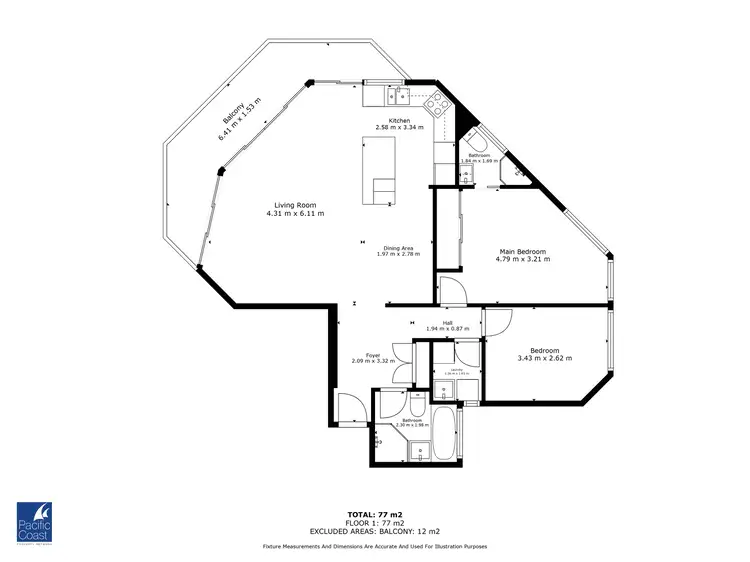 Floorplan of Homely apartment listing, Level 1st/102/18-20 Manning Street, Tuncurry NSW 2428