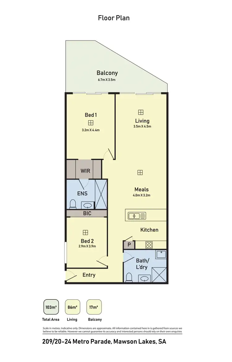 Floorplan of Homely apartment listing, 209/20-24 Metro Parade, Mawson Lakes SA 5095
