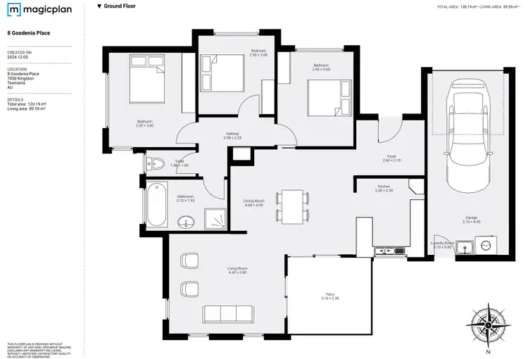 Floorplan of Homely unit listing, 2/8 Goodenia Place, Kingston TAS 7050