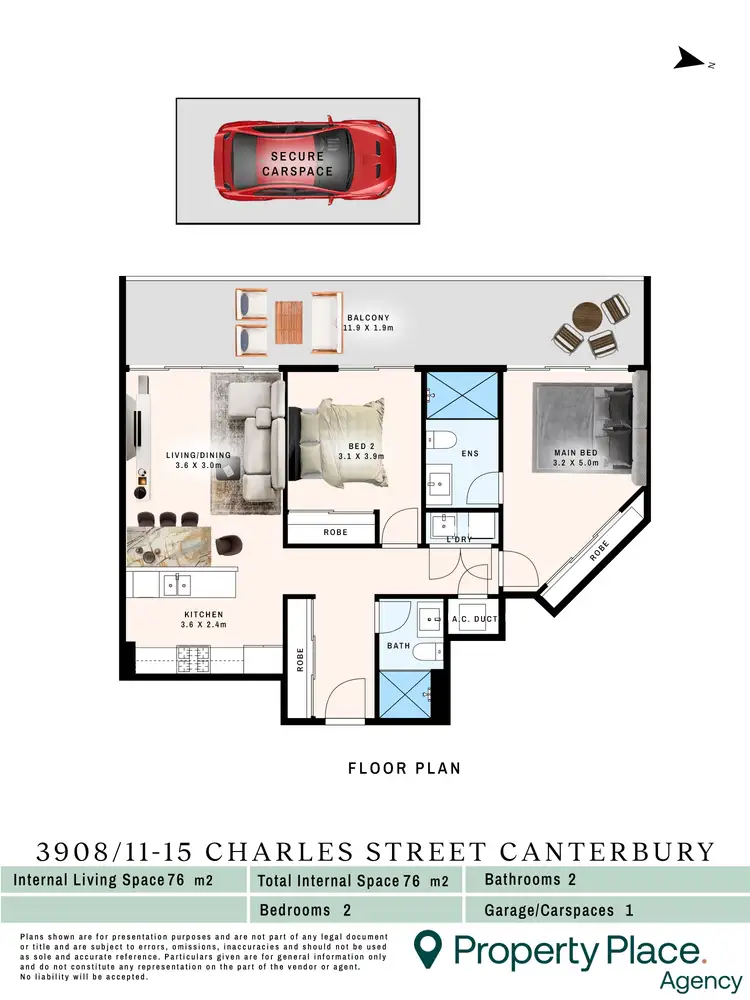 Floorplan of Homely unit listing, 908/11-15 Charles Street, Canterbury NSW 2193