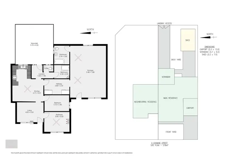 Floorplan of Homely semi-detached listing, 4 Kinnane Street, Whyalla Norrie SA 5608