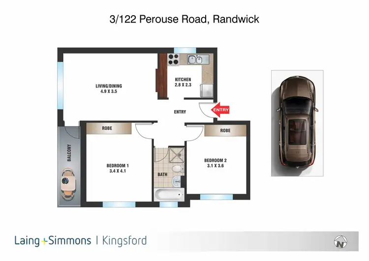 Floorplan of Homely apartment listing, 3/122 Perouse Street, Randwick NSW 2031
