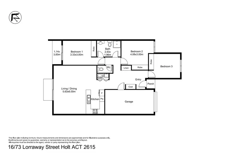 Floorplan of Homely townhouse listing, 16/73 Lorraway Street, Holt ACT 2615