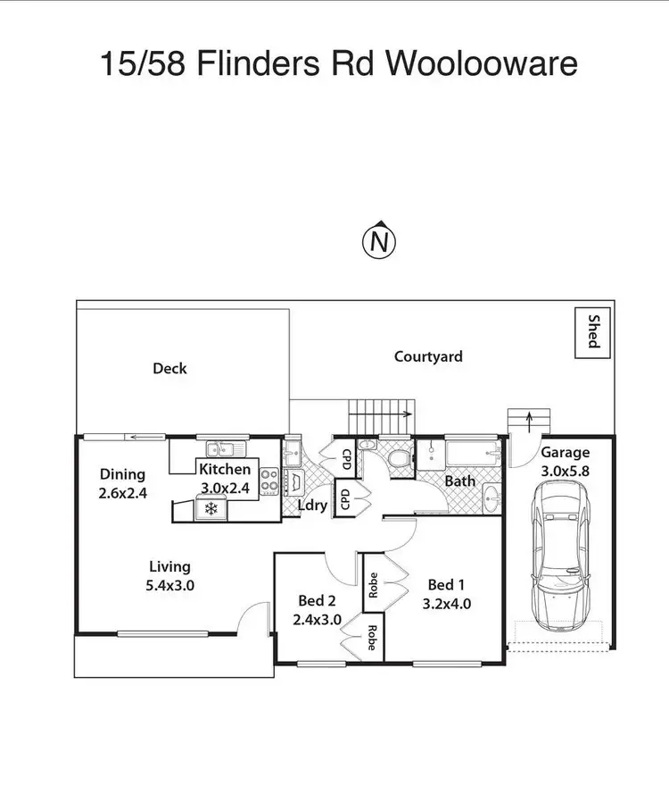 Floorplan of Homely villa listing, 15/58 Flinders Road, Woolooware NSW 2230