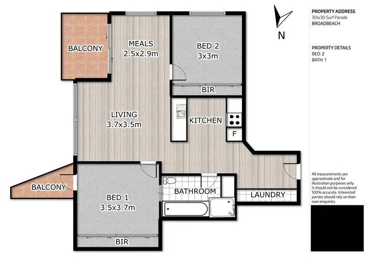 Floorplan of Homely apartment listing, Level 3/304/30 Surf Parade, Broadbeach QLD 4218