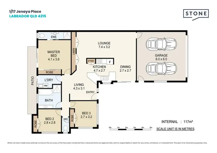 Floorplan of Homely semi-detached listing, 1/17 Jenaya Place, Labrador QLD 4215