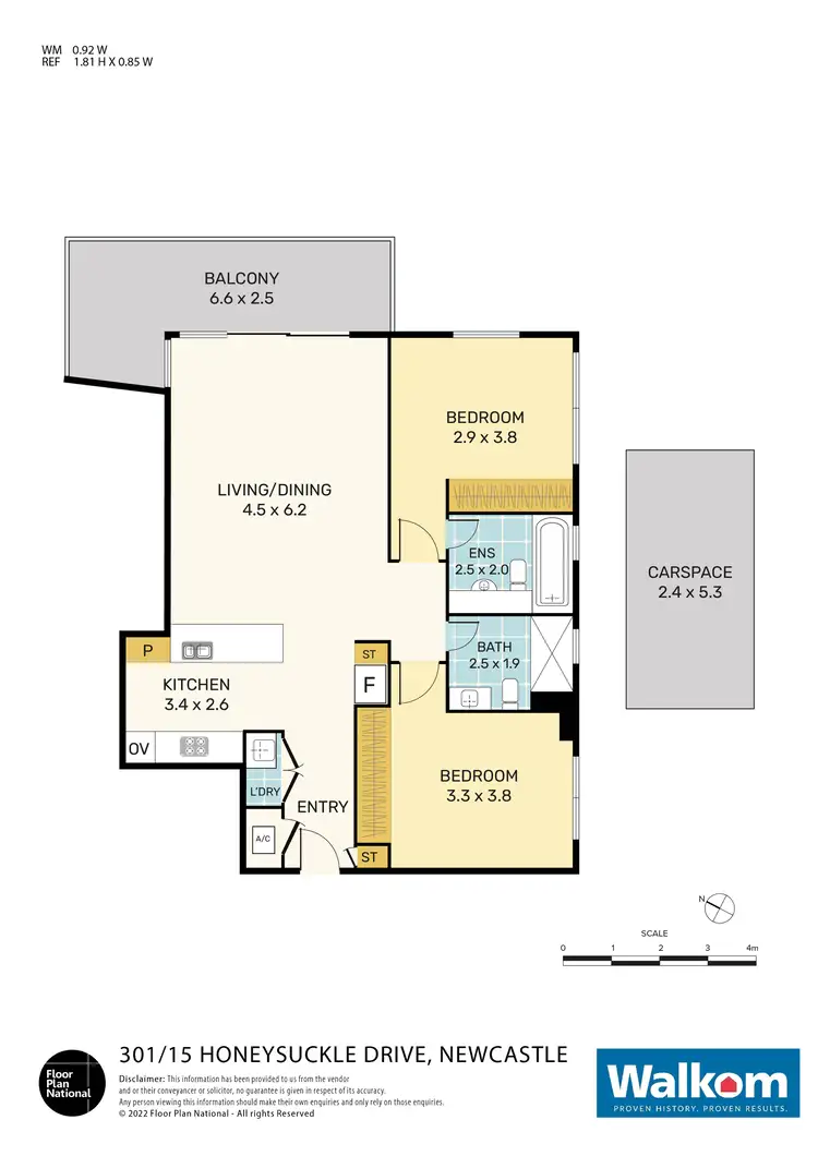 Floorplan of Homely apartment listing, 301/15 Honeysuckle Drive, Newcastle NSW 2300