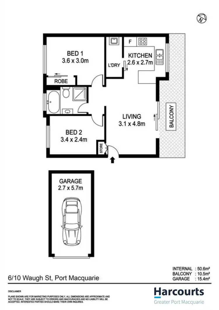 Floorplan of Homely unit listing, 6/10 Waugh Street, Port Macquarie NSW 2444