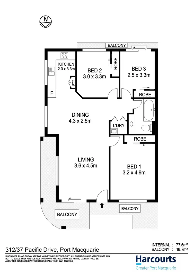 Floorplan of Homely unit listing, 312/37 Pacific Drive, Port Macquarie NSW 2444