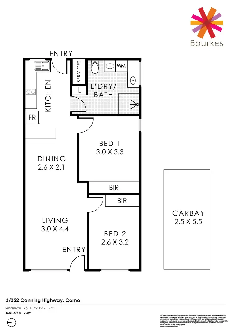 Floorplan of Homely apartment listing, 3/322 Canning Highway, Como WA 6152