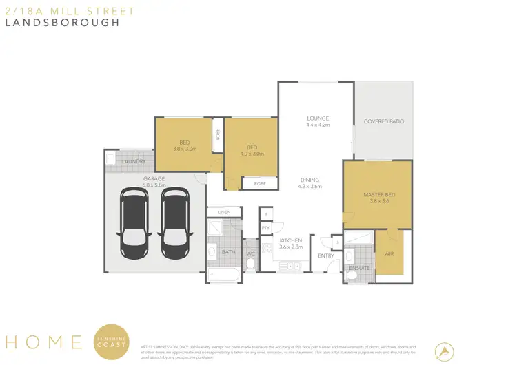 Floorplan of Homely semi-detached listing, 2/18A Mill Street, Landsborough QLD 4550