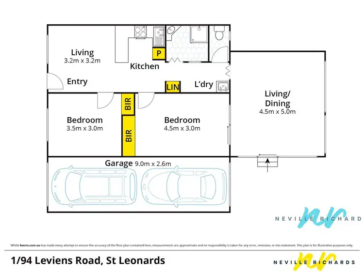Floorplan of Homely unit listing, 1/94 Leviens Road, St Leonards VIC 3223