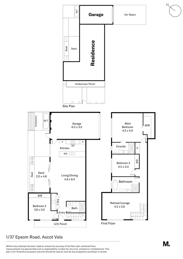 Floorplan of Homely townhouse listing, 1/37 Epsom Road, Ascot Vale VIC 3032