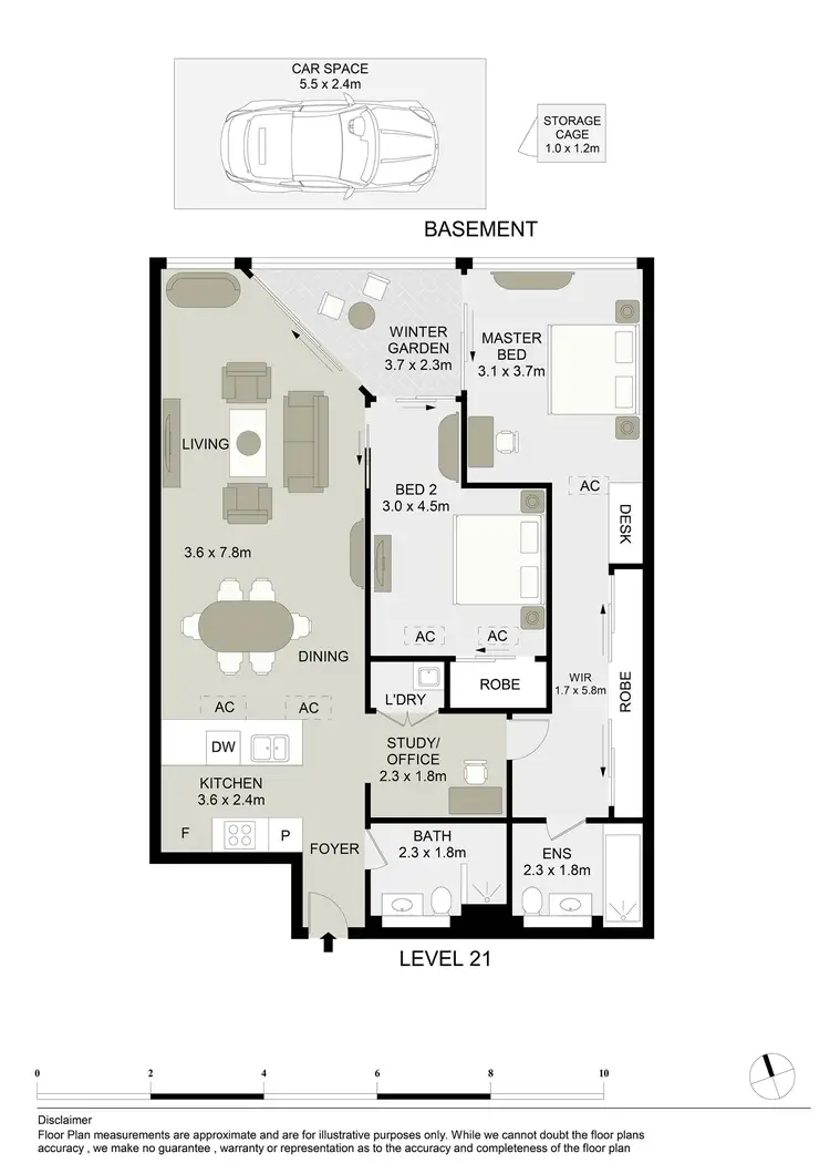 Floorplan of Homely unit listing, 2102/45 Macquarie Street, Parramatta NSW 2150