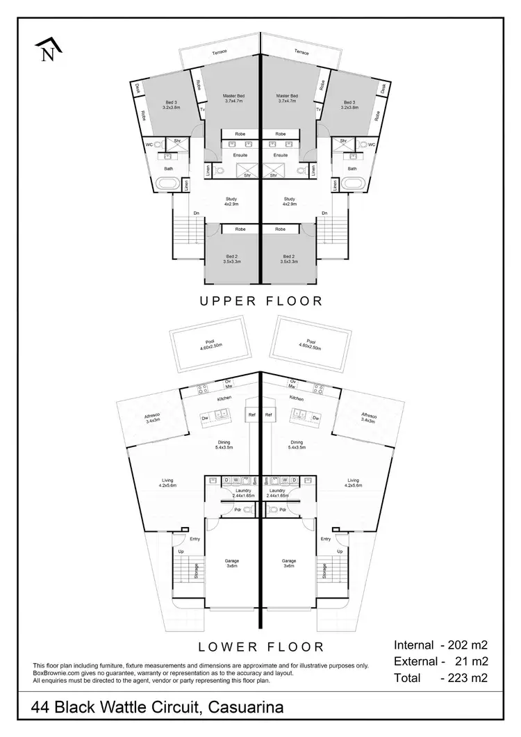 Floorplan of Homely semi-detached listing, 44 Black Wattle Circuit, Casuarina NSW 2487