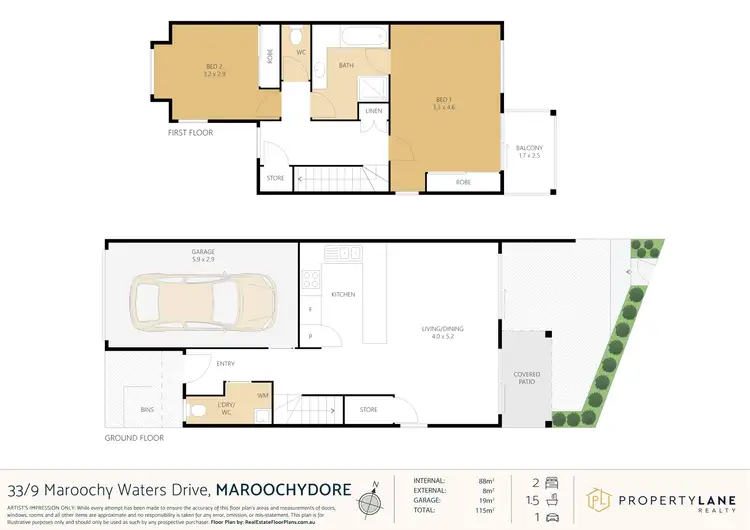 Floorplan of Homely townhouse listing, 33/9 Maroochy Waters Drive, Maroochydore QLD 4558