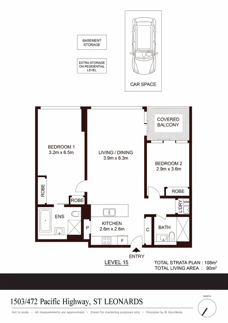 Floorplan of Homely apartment listing, 1503/472 Pacific Highway, St Leonards NSW 2065
