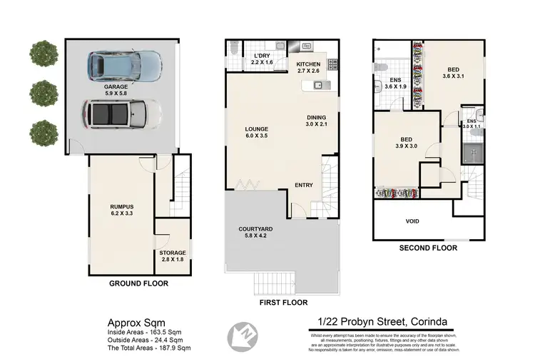 Floorplan of Homely townhouse listing, 1/22 Probyn Street, Corinda QLD 4075