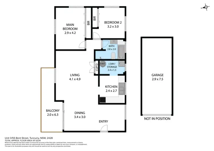 Floorplan of Homely unit listing, 3/55 Bent Street, Tuncurry NSW 2428
