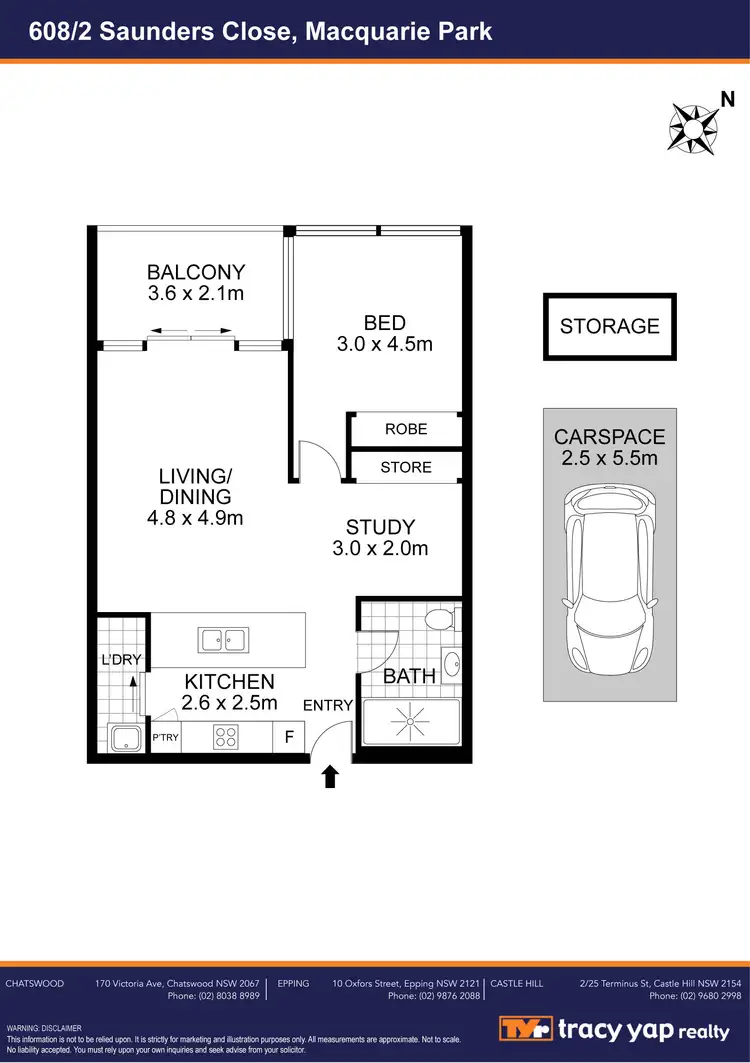 Floorplan of Homely apartment listing, 608/2 Saunders Close, Macquarie Park NSW 2113