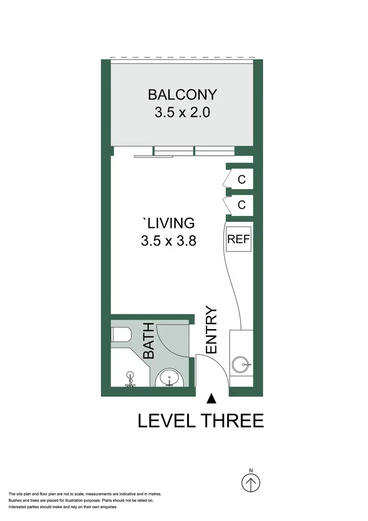 Floorplan of Homely studio listing, 304/302-308 Crown Street, Darlinghurst NSW 2010