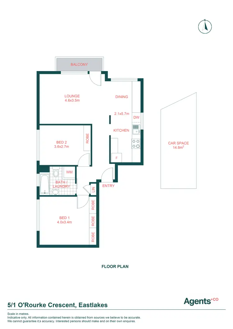 Floorplan of Homely apartment listing, 5/1 O'Rourke Crescent, Eastlakes NSW 2018