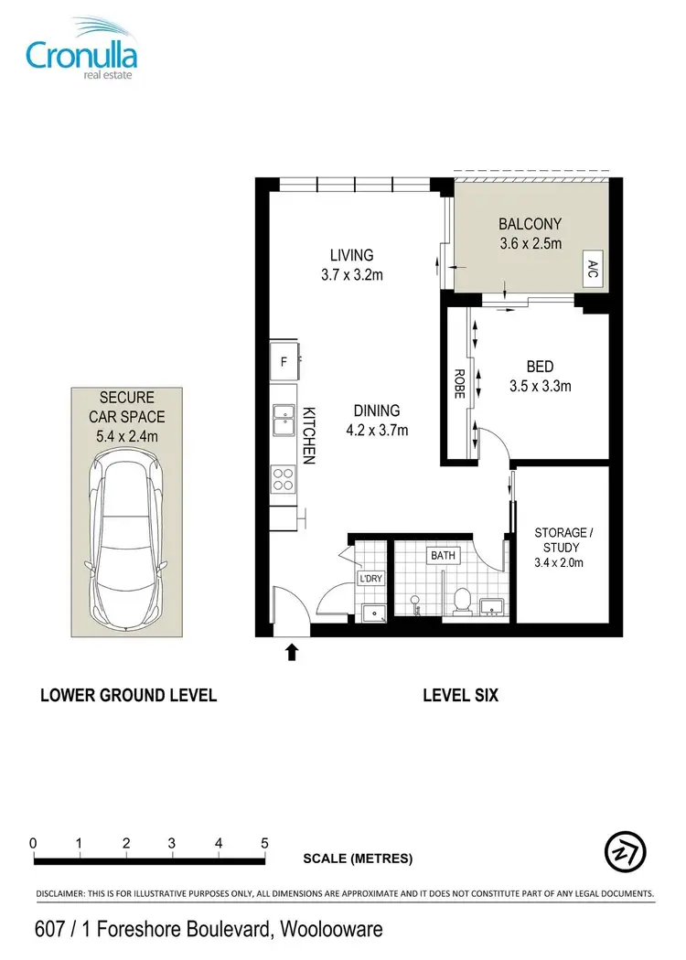 Floorplan of Homely apartment listing, 607/1 Foreshore Boulevard, Woolooware NSW 2230