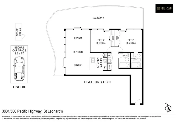 Floorplan of Homely apartment listing, 3801/500 Pacific Highway, St Leonards NSW 2065