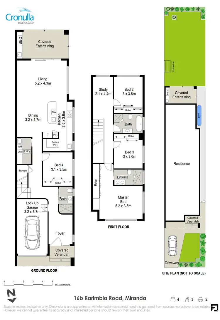 Floorplan of Homely semi-detached listing, 16b Karimbla Road, Miranda NSW 2228