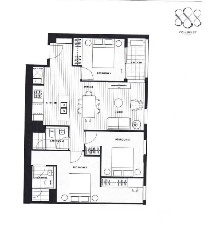 Floorplan of Homely apartment listing, 3602E/888 Collins Street, Docklands VIC 3008