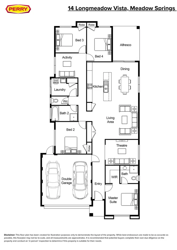 Floorplan of Homely house listing, 14 Longmeadow Vista, Meadow Springs WA 6210
