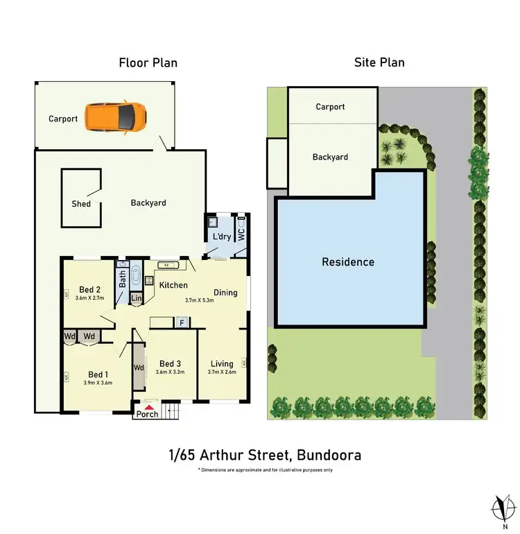Floorplan of Homely unit listing, 1/65 Arthur Street, Bundoora VIC 3083