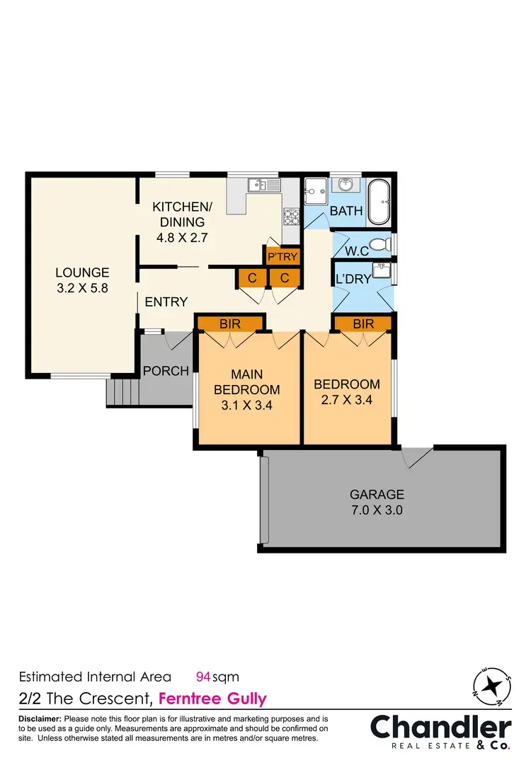 Floorplan of Homely unit listing, 2/2 The Crescent, Ferntree Gully VIC 3156
