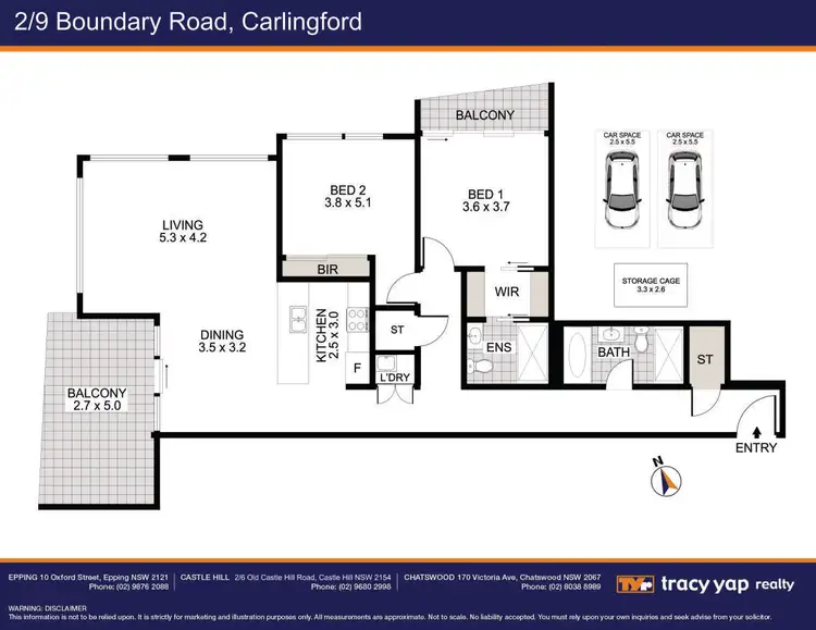 Floorplan of Homely unit listing, 2/9 Boundary Road, Carlingford NSW 2118