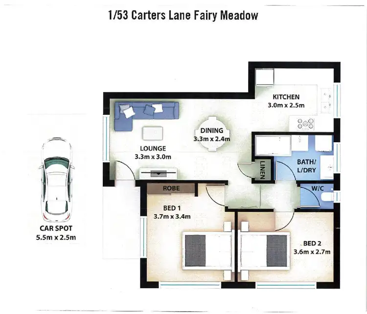 Floorplan of Homely apartment listing, 1/53 Carters Lane, Fairy Meadow NSW 2519