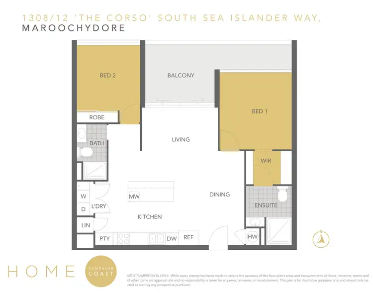 Floorplan of Homely unit listing, 1308/12 South Sea Islander Way, Maroochydore QLD 4558