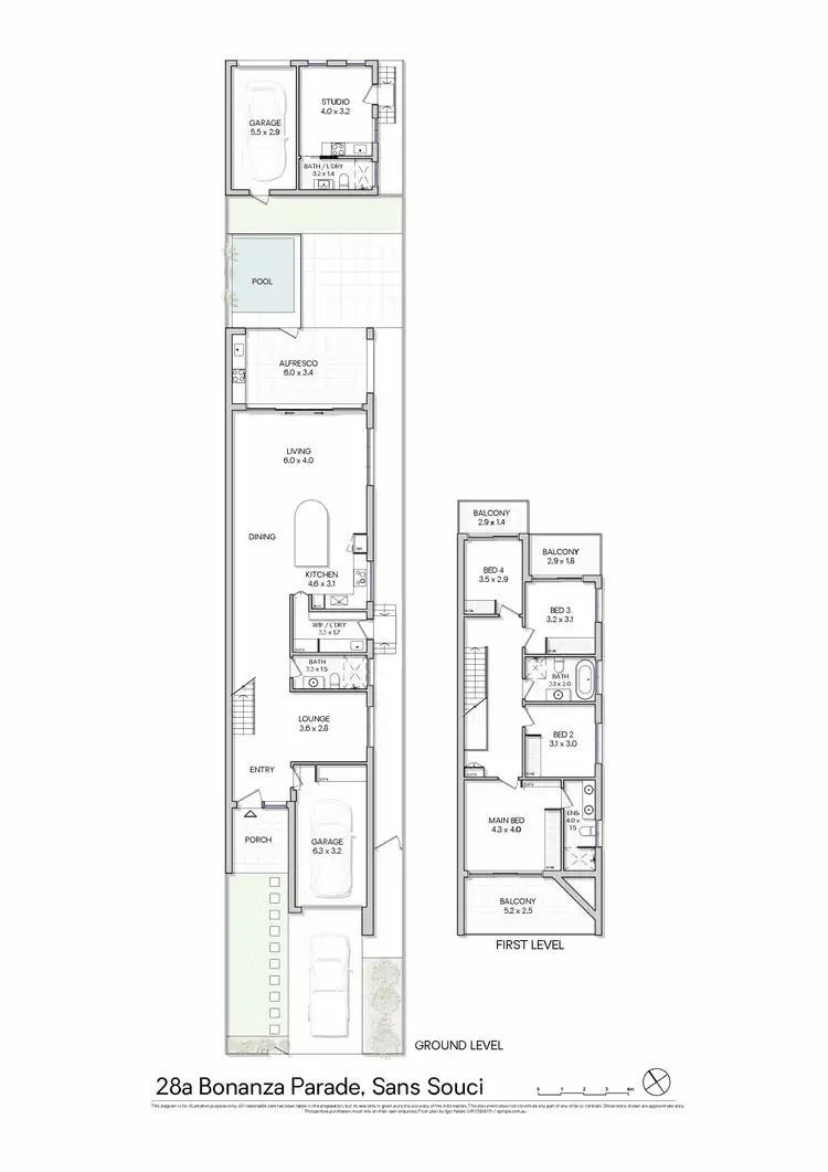 Floorplan of Homely semi-detached listing, 28A Bonanza Parade, Sans Souci NSW 2219