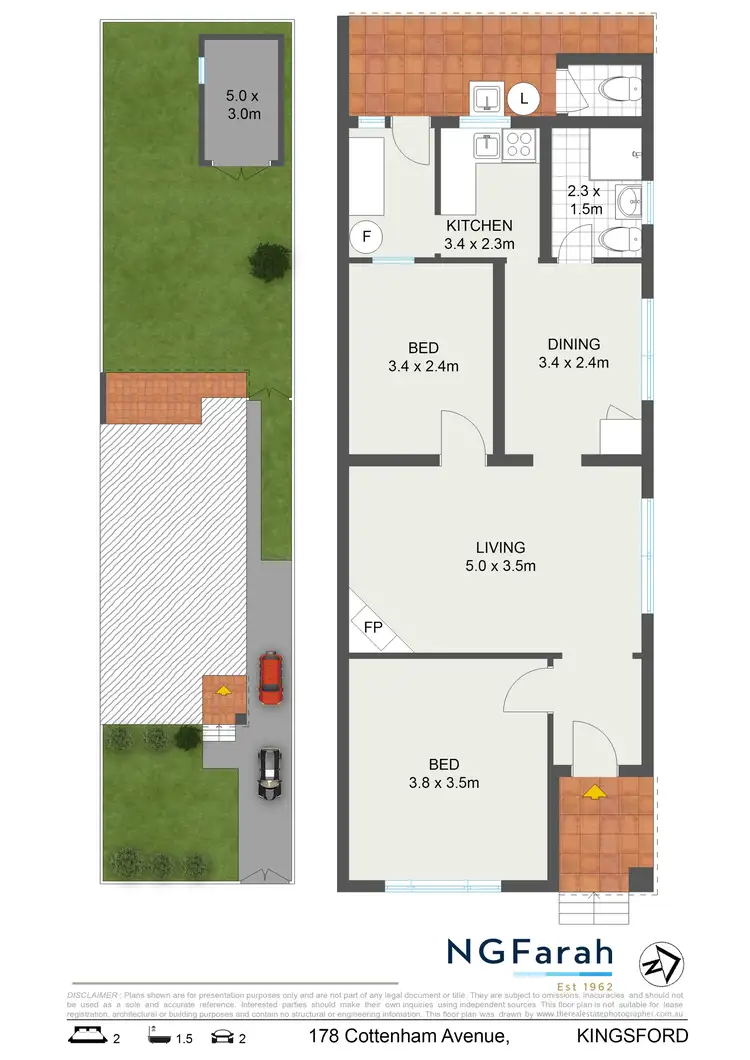 Floorplan of Homely semi-detached listing, 178 Cottenham Avenue, Kingsford NSW 2032